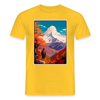 Poon Hill Nepal Vintage-Reiseplakat Stadtbild - Männer T-Shirt - Gelb - Vorne - AI Model Male 178 dark (178cm)