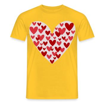 De nombreux motifs de cœurs - T-shirt homme - jaune - Devant - AI Model Male 178 dark (178cm)