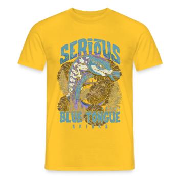 Ernsthaft über Blauzungenskinke Reptilienhalter - Männer T-Shirt - Gelb - Vorne - AI Model Male 178 dark (178cm)