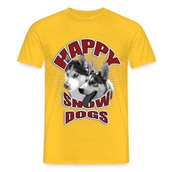 Hunde im Winter in 50er Jahre-Design - Männer T-Shirt - Gelb - Vorne - AI Model Male 178 dark (178cm)