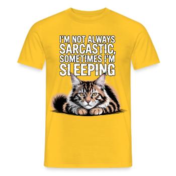 Sarcastic Cat Sleep - Men's T-Shirt - yellow - Front - AI Model Male 178 dark (178cm)