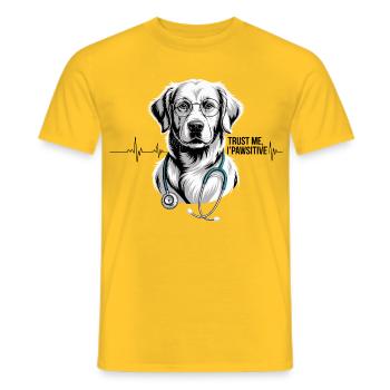 Doctor Dog - Men's T-Shirt - yellow - Front - AI Model Male 178 dark (178cm)