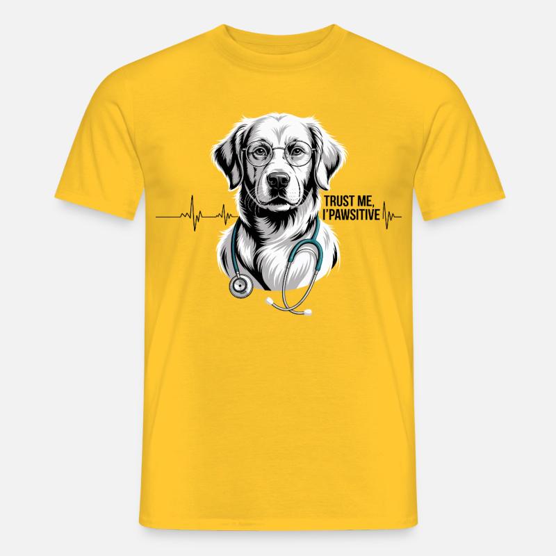 Arzt Hund - Männer T-Shirt - Gelb