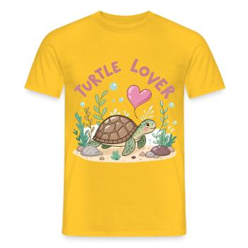 Pastellfarbene, verliebte Schildkröte - Männer T-Shirt - Gelb - Vorne - AI Model Male 178 dark (178cm)