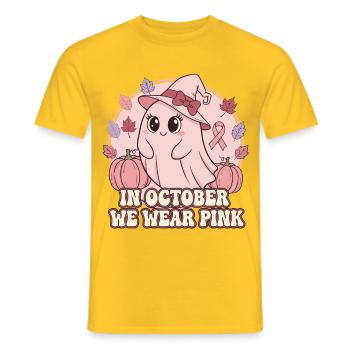 Herbstliches Pinkes Halloween Design - Männer T-Shirt - Gelb - Vorne - AI Model Male 178 dark (178cm)