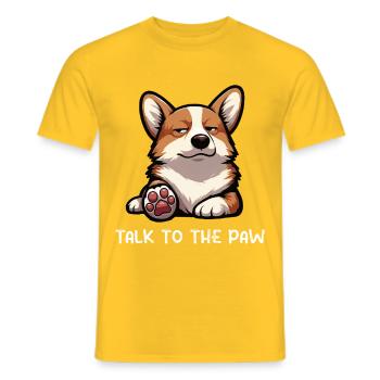 Parlez à la patte Corgi Corgis Corgi gallois Corgifan - T-shirt homme - jaune - Devant - AI Model Male 178 dark (178cm)
