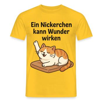 Funny Kitten Nap - Men's T-Shirt - yellow - Front - AI Model Male 178 dark (178cm)