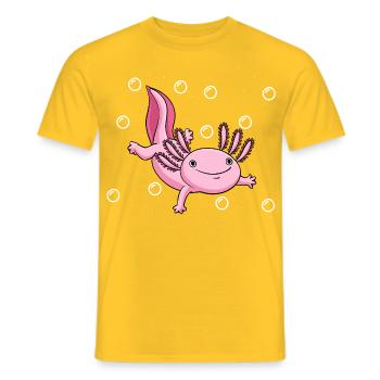 Cute Pink Axolotl Illustration - Men's T-Shirt - yellow - Front - AI Model Male 178 dark (178cm)
