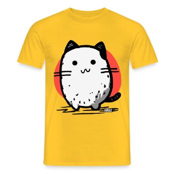 Süße Cartoon dicke Katze roter Kreis - Männer T-Shirt - Gelb - Vorne - AI Model Male 178 dark (178cm)