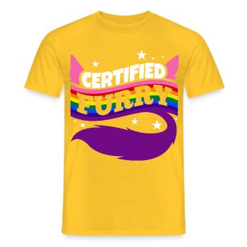 Certified furry - Männer T-Shirt - Gelb - Vorne - AI Model Male 178 dark (178cm)