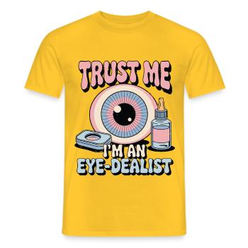 Optométriste Croyez-moi, je suis un spécialiste de l’optique - T-shirt homme - jaune - Devant - AI Model Male 178 dark (178cm)