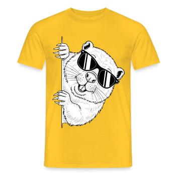 Sunglasses Raccoon Graphic - Men's T-Shirt - yellow - Front - AI Model Male 178 dark (178cm)