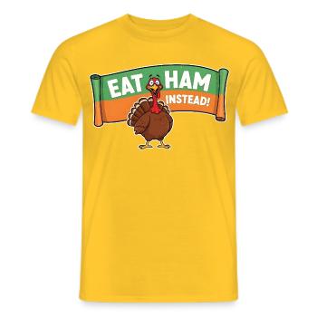 Manger du bacon – Dinde de Thanksgiving - T-shirt homme - jaune - Devant - AI Model Male 178 dark (178cm)