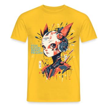 Manga Cyborg-Girl - Fox ears zero fears - Men's T-Shirt - yellow - Front - AI Model Male 178 dark (178cm)