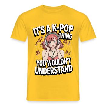 K-Pop Chose Drôle Corée Musique Anime - T-shirt homme - jaune - Devant - AI Model Male 178 dark (178cm)