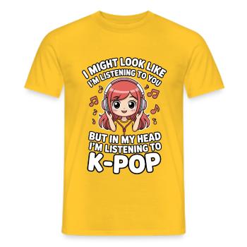 K-Pop Drôle Corée Musique Anime - T-shirt homme - jaune - Devant - AI Model Male 178 dark (178cm)