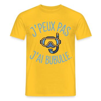 I can't, I have Bubulle Humor scuba diving - Men's T-Shirt - yellow - Front - AI Model Male 178 dark (178cm)