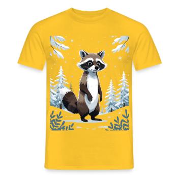 Winterlicher Waschbär im Wald - Männer T-Shirt - Gelb - Vorne - AI Model Male 178 dark (178cm)