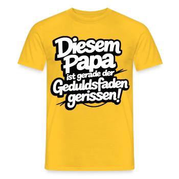 Lustiger Papa Spruch – Geduldsfaden gerissen  - Männer T-Shirt - Gelb - Vorne - AI Model Male 178 dark (178cm)