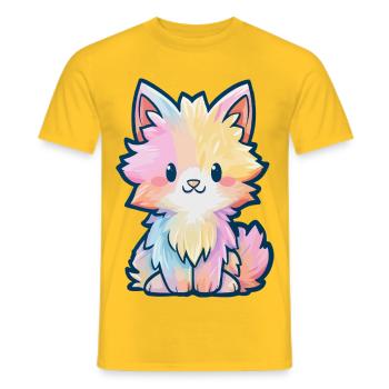 Pastellfarbenes Regenbogen-Flaum-Kätzchen - Männer T-Shirt - Gelb - Vorne - AI Model Male 178 dark (178cm)
