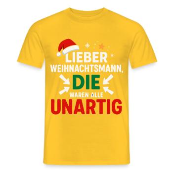 Dear Santa Claus, they were all naughty - Men's T-Shirt - yellow - Front - AI Model Male 178 dark (178cm)