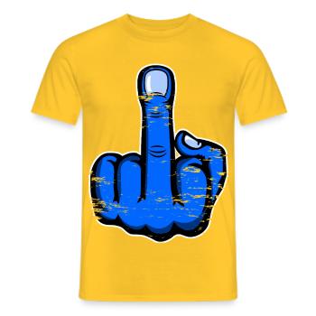 Majeur doigt puant doigt design bleu utilisé - T-shirt homme - jaune - Devant - AI Model Male 178 dark (178cm)
