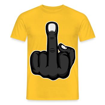 Mittelfinger Stinkefinger Design Schwarz - Männer T-Shirt - Gelb - Vorne - AI Model Male 178 dark (178cm)
