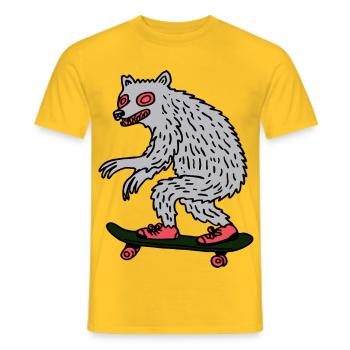 Moonlit Werewolf Skateboarder - Men's T-Shirt - yellow - Front - AI Model Male 178 dark (178cm)