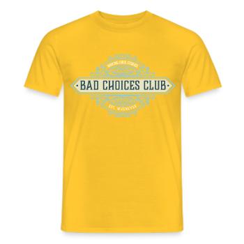 Bad Choices Club Emblem - Men's T-Shirt - yellow - Front - AI Model Male 178 dark (178cm)