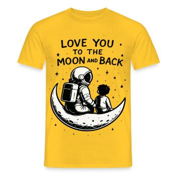 Moon Bond: Astronaut und Kind lieben sich - Männer T-Shirt - Gelb - Vorne - AI Model Male 178 dark (178cm)