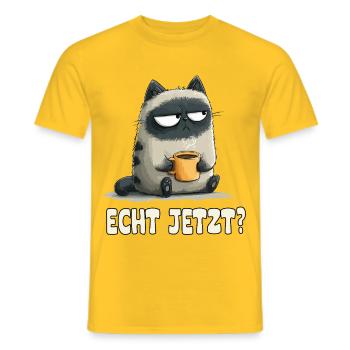 Grummelkatze mit Kaffee - Men's T-Shirt - yellow - Front - AI Model Male 178 dark (178cm)