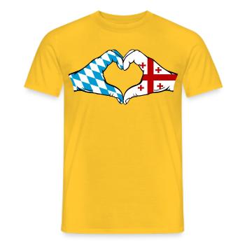 Bavière, Géorgie, Drapeau, Coeur - T-shirt homme - jaune - Devant - AI Model Male 178 dark (178cm)