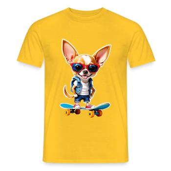 Chihuahua Skate Chic - Männer T-Shirt - Gelb - Vorne - AI Model Male 178 dark (178cm)