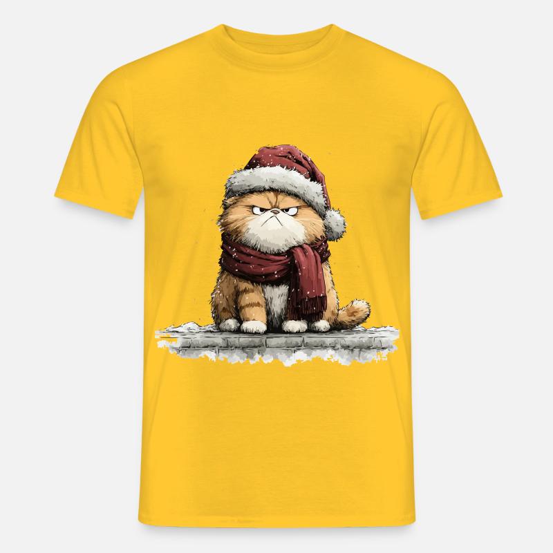 Grimmiger Weihnachtskater - Männer T-Shirt - Gelb