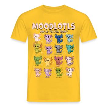 Moodlotls Axolotl Emotions Chart Cute Kawaii - T-shirt homme - jaune - Devant - AI Model Male 178 dark (178cm)