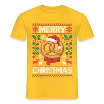 Bretzel Geschenk Weihnachten Lustig Ugly Christmas - Männer T-Shirt - Gelb - Vorne - AI Model Male 178 dark (178cm)
