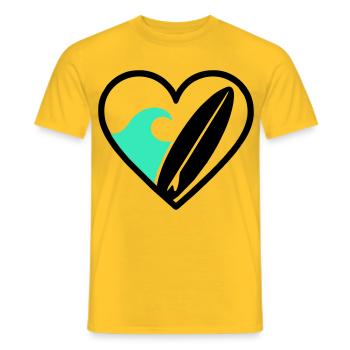 Surf Heart Wave Board Sea Summer - Men's T-Shirt - yellow - Front - AI Model Male 178 dark (178cm)