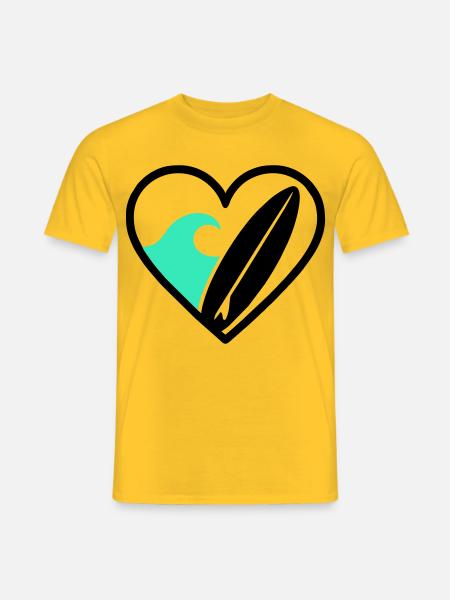 Surf Heart Wave Board Sea Summer - Men's T-Shirt - yellow