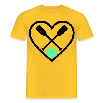 Canoe Kayak Heart Paddles Wave Sport Nature - Men's T-Shirt - yellow - Front - AI Model Male 178 dark (178cm)