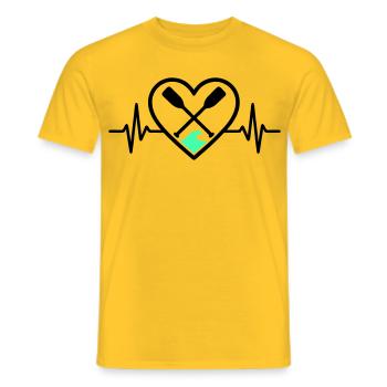 Kanu Kajak Herz Paddel Welle Outdoor Sport - Männer T-Shirt - Gelb - Vorne - AI Model Male 178 dark (178cm)