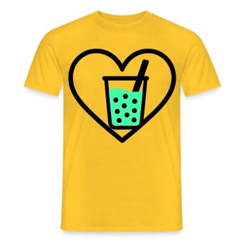 Bubble Tea Heart Boba Drink Sweet Trend - Men's T-Shirt - yellow - Front - AI Model Male 178 dark (178cm)