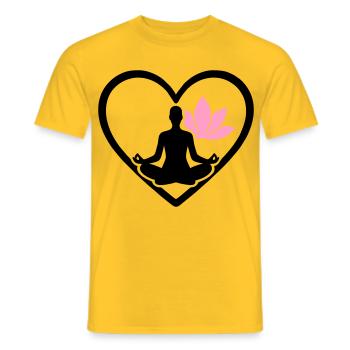 Damen Yoga Herz Silhouette Lotus Wellness - Männer T-Shirt - Gelb - Vorne - AI Model Male 178 dark (178cm)