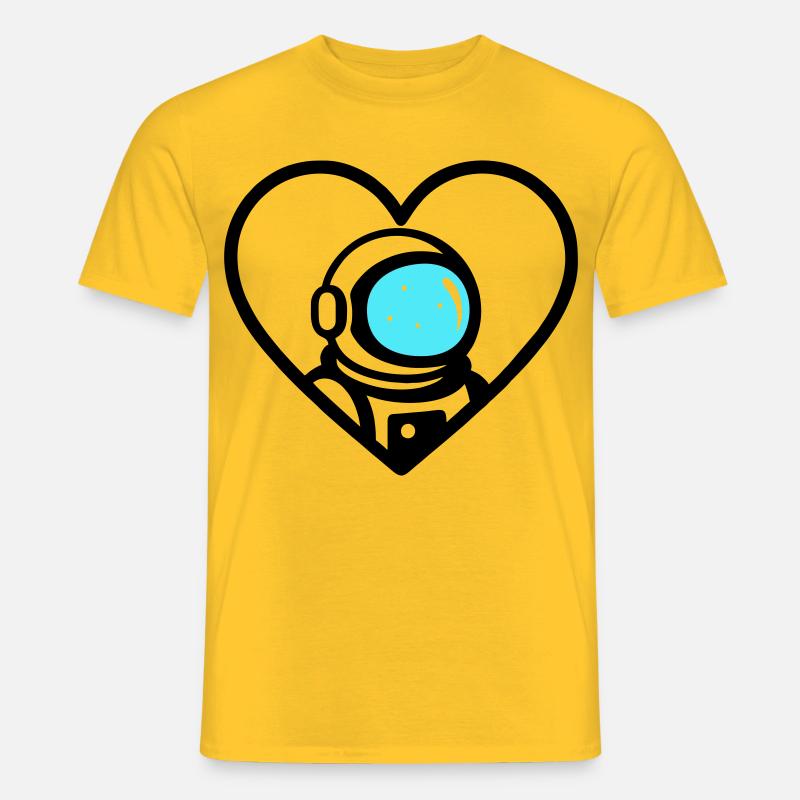 Astronaut Heart Space Cosmo Helm - Männer T-Shirt - Gelb