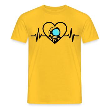 Astronaut Heart Space Travel Cosmos Helmet - Men's T-Shirt - yellow - Front - AI Model Male 178 dark (178cm)