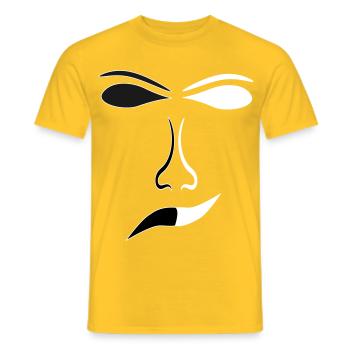 Abstrakte Gesichtslinien Kontrast Maske - Männer T-Shirt - Gelb - Vorne - AI Model Male 178 dark (178cm)