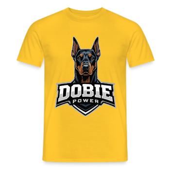 Dobie Power Doberman Motif - Men's T-Shirt - yellow - Front - AI Model Male 178 dark (178cm)
