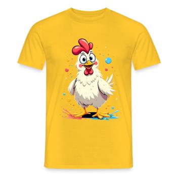 Motif poulet coloré - T-shirt homme - jaune - Devant - AI Model Male 178 dark (178cm)