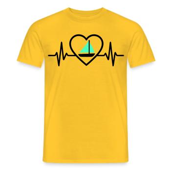Herz Segeln – Leidenschaft Boot - Männer T-Shirt - Gelb - Vorne - AI Model Male 178 dark (178cm)