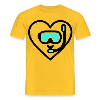 Heart Diving – Passion for the Sea - Men's T-Shirt - yellow - Front - AI Model Male 178 dark (178cm)