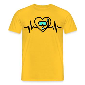 Plongée cardiaque – Passion pour la mer - T-shirt homme - jaune - Devant - AI Model Male 178 dark (178cm)